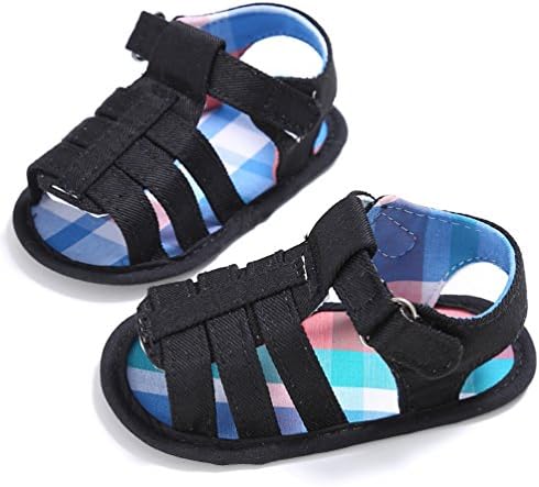 Royirene Infant Baby Boys Girls Summer Shoes Black Soft Sole Anti-slip Sandals 6-12 Months