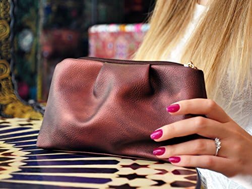 COSMETIC BAG with BONUS MANICURE SET. Portable PU Leather Toiletry Pouch &amp; Stylish Designer Makeup Organizer Clutch. Smart &amp; Functional, Easy To Carry Lightweight Travel Jewelry Dopp Bag by Telsan