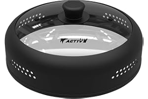 Microwave Cover for Food, Silicone and Glass Splatter Guard Lid for 6–7–8–9-10-11-12 inch Plates & Bowls. By. EZY ACTIVE.