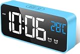 HOMVILLA Digital Alarm Clock with Large LED Mirror Display USB Charging Dual