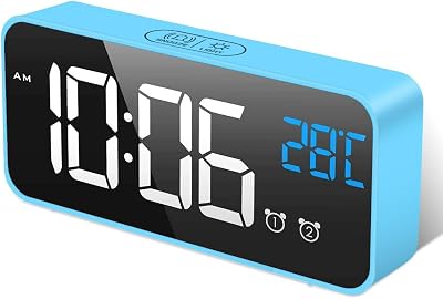 HOMVILLA Digital Alarm Clock with Large LED Mirror Display USB Charging Dual