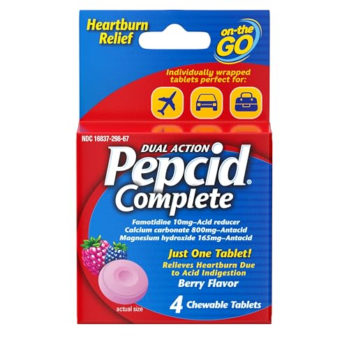 Pepcid Complete Acid Reducer + Antacid for Acid Reflux, 10mg Famotidine, 800mg…