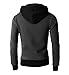 LOCALMODE Men's Double Zipper Hooded Jacket Turtleneck Fleece Hoodie Coat Grey XL