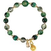 Five Elements Feng Shui Bracelet for Women – Crystal Beaded Energy Bracelet with Imperial Palace-Style Gold-Swallowing Beast, Good Luck, Wealth & Positive Energy
