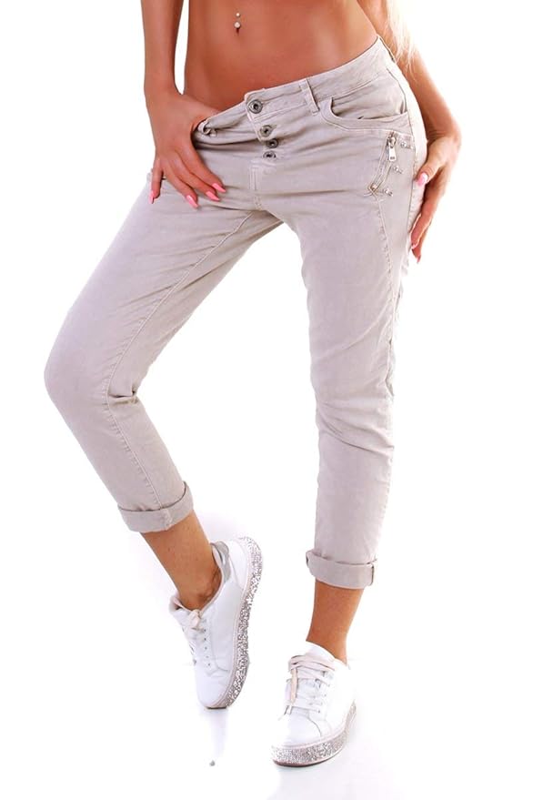 OSAB-Fashion 10894 Karostar by Lexxury Damen Jeans Röhre Hose Slimfit Boyfriend Baggy Haremscut Knopfleiste