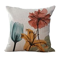 Modern Flowers Linen Pillow Case Cushion Cover Waist Home Room Sofa Decor - 5# Ameesi