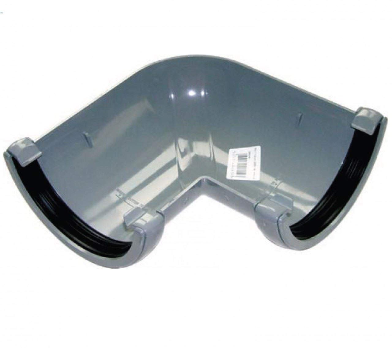 FLOPLAST 112mm Round Gutter Pipe 90 Degree Angle - Grey - Pack of 2