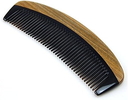 Modocomb Charm Handmade Natural Green Sandal Wood OX Horn Comb Handbag Comb Health Aromatic Smell 5.85x1.95 inch