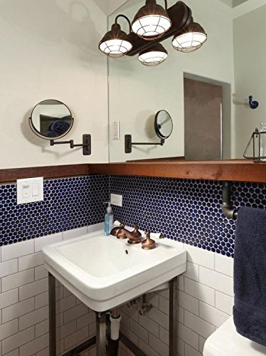 12x12 Cobalt Blue Porcelain Penny Round Glossy Look for Bathroom Floors and Walls, Kitchen Backsplashes, Pool Mosaic Tile