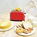 LATITOP Red 2-Slice Toaster Brushed Stainless Steel with Extra Wide Slot for Bagels, Small &Large Bread Slices, Removable Crumb Tray, Led Indicator, Auto Shut-off, 7 Shade Setting, High Lift Lever