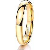 CROWNAL 1mm 2mm 3mm 4mm 5mm 6mm 7mm 8mm Tungsten White/Yellow Gold/Rose Gold Plated Wedding Band Ring Men Women Plain Dome Polished Comfort Fit
