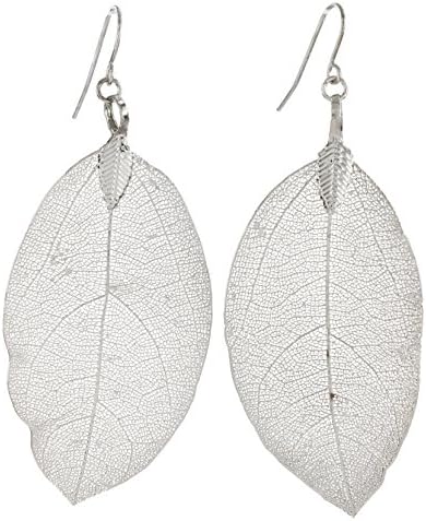 Periwinkle 2" Silver-Tone Dried Leaf Style Dangle Earrings