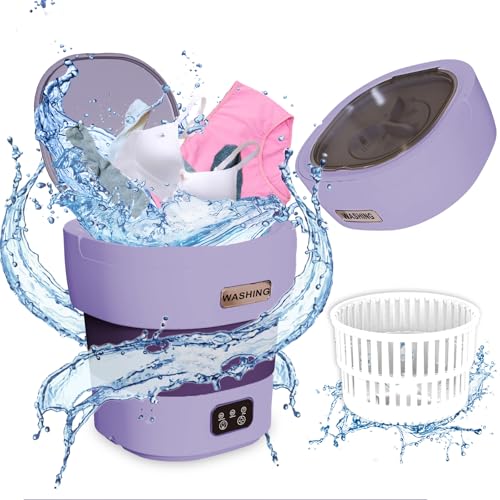 Photo 1 of Portable Washing Machine, 18L Large Capacity, Mini Collapsible Washer with Spin Dryer, Small Folding Laundry Washer, Travel, Apartment, RV, Dorm, Camping, Socks, Baby Clothes, Underwear, Purple