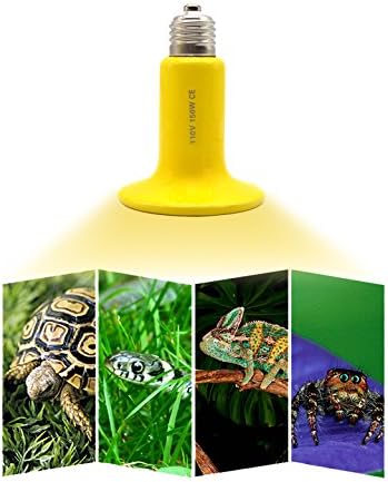 Pet Heat light, Reptile Heat Emitter, Ceramic Infrared no Light Safe Heater, Seed Germination Brooder Breeding for Amphibians Small Animals Snake Coop Birds (Yellow) (150W, 8cm)