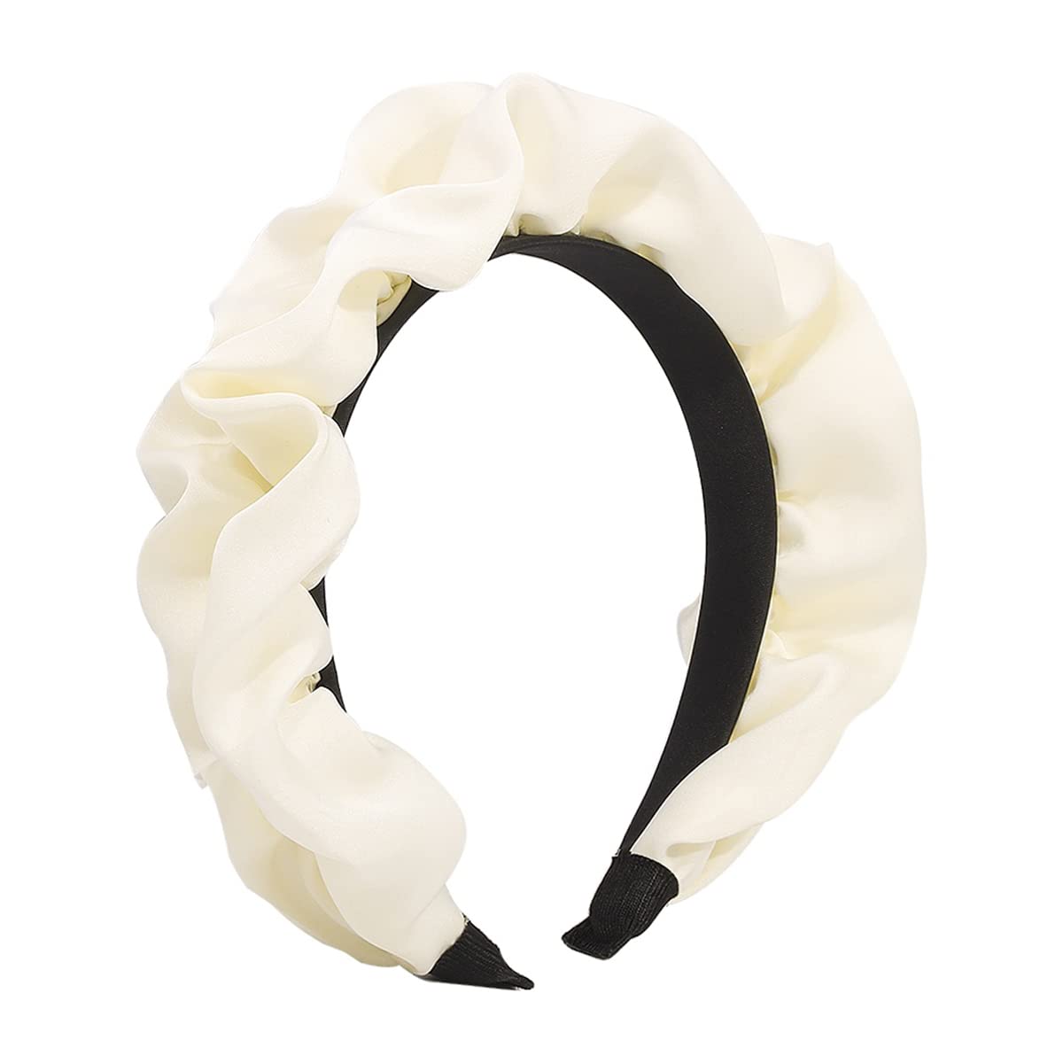 Headbands for Women's Hair Wide Bezel Girls Hair Hoop Stretchy Head Bands Satin Hair Accessories White 65702 — image 1