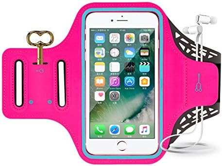 iPhone 7 Armband, Sport Waterproof Running Exercise Gym Fitness Cell Phone Sportband bag with Fingerprint Touch &amp; Key Holder &amp; Card Slot for iPhone 7, 6s 6 5s se Samsung Galaxy S8 S7 S6 LG (Pink)