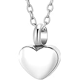 InfuMemo Mini Heart Cremation Urn Necklace for Ashes for Women Men Cremation Locket Jewelry with Keepsake Urn Memorial Ash Jewelry