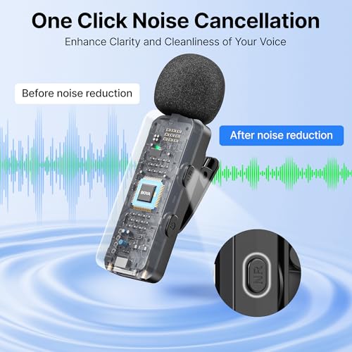 BOYA BY-V20 Wireless Microphones for iPhone 15/16 Series, Android/Laptop with USB-C Port, 100m Range, 9H Battery Life, Noise Reduce Mini Mic Clip on Lapel Microphone for Video Recroding/Youtube/TikTok