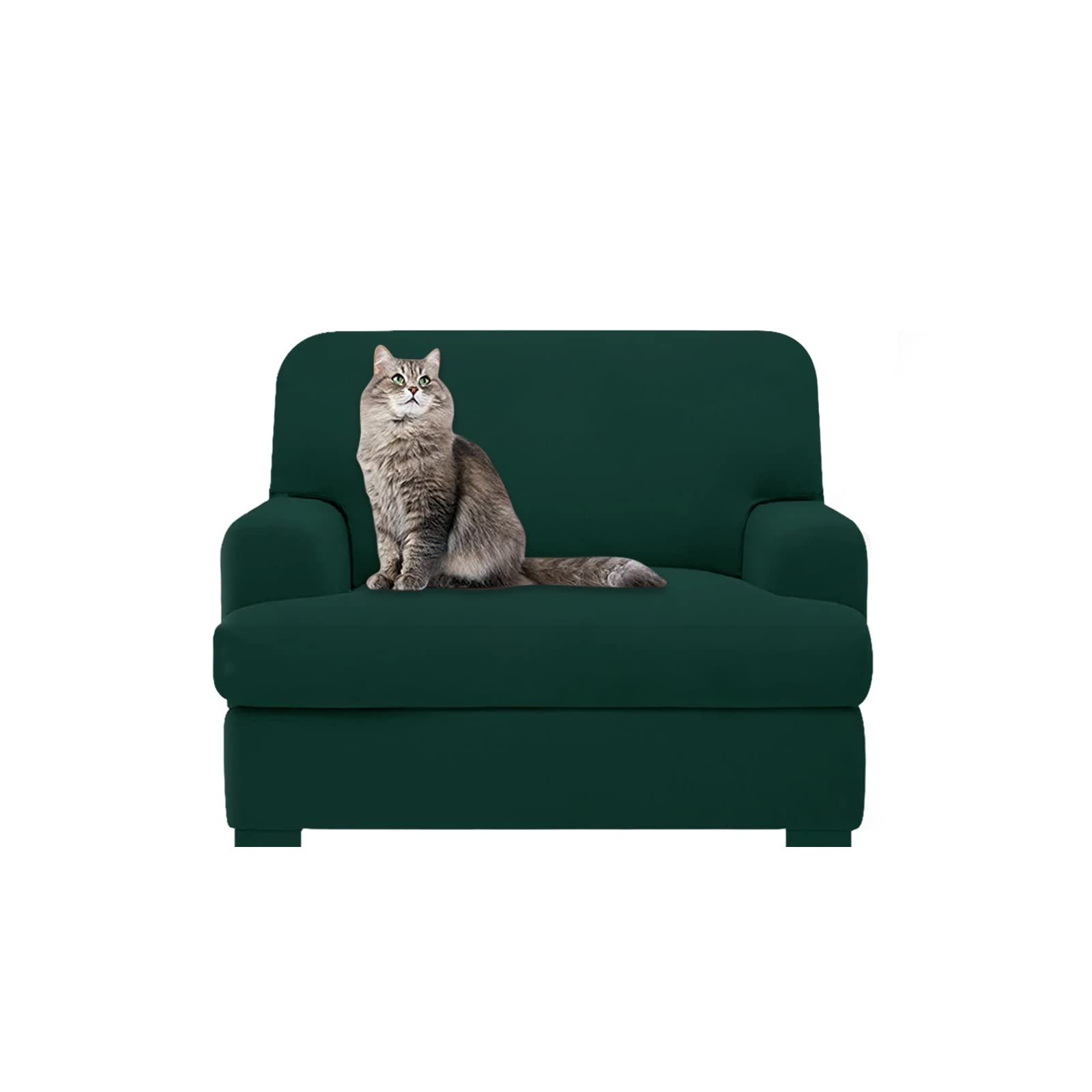 Photo 1 of molasofa T Cushion Chair Slipcover with 1 Individual T Cushion Shape Seat Cover for Home Décor, 2 Pieces Stretchable, Washable, Non-Pilling, Non-Slip Chair Cover (Armchair,Dark Green)