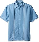 Cubavera Men's Contrast Insert Stitching Short Sleeve Woven Shirt