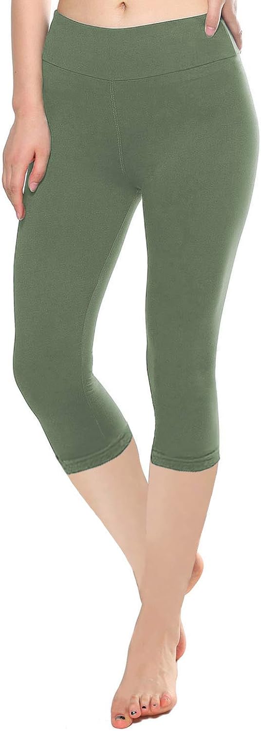 KT Buttery Soft Capri Leggings for Women - High Waisted Capri Pants with Pockets - Reg & Plus Size - 10+ Colors