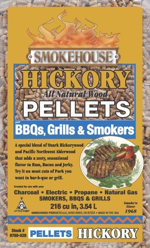 SmokeHouse Products 9760-020-0000 5-Pound Bag All Natural Hickory Flavored Wood Pellets, Bulk