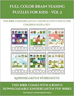 kindergarten worksheets full color brain teasing puzzles for kids vol 2 this book contains 30 full color activity sheets for children aged 4 to 7 manning james for toddlers activity books 9781839326585 amazon com books