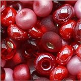 Czech Seed Beads 6/0 'Valentine's Day' Red And Pink (1 Ounce)
