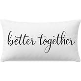 HERHOME 12x20 Lumbar Decorative Throw Pillow Cover, Better Together, White | Neutral Farmhouse Home Decor and Decorations, Couch Bed Accent, Couple Gift for Wedding Anniversary Bridal Shower