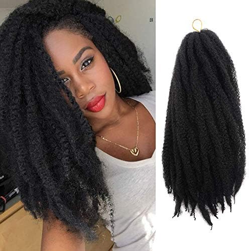 Wanya Afro Marley Twist Braiding Braids Hair 3 Packs Afro Kinkys Curly Twist Hair Extension 18’’ Afro Marley Crochet Braid Kanekalon Synthetic Marley Braids 100g/pec(1#,3pcs)