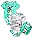 Disney Baby Mickey Mouse 2 Pack Bodysuit with Bib, Multi/Green, 12 Months