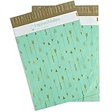 Inspired Mailers Poly Mailers 10x13 Deluxe Tribal Arrows Print – Pack of 100 – Unpadded Shipping Bags (Seafoam/Gold)