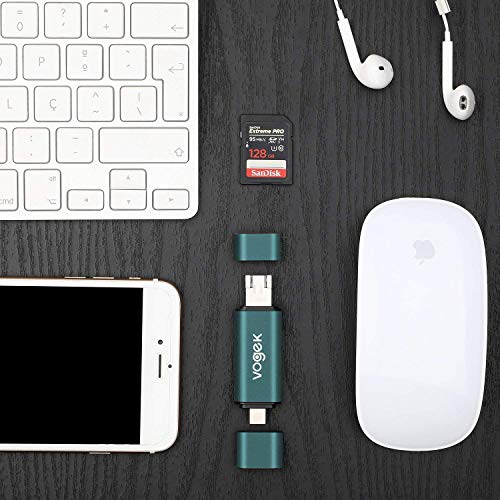 VOGEK SD Card Reader, 3-in-1 USB 3.0 / USB C/Micro USB Card Reader - SD, Micro SD, SDXC, SDHC, Micro SDHC, Micro SDXC Memory Card Reader for MacBook PC Tablets Smartphones (Green) - Thumbnail 6