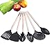 Cooking Utensils Set with Copper Handle, Stainless Steel Copper Plating Handle Kitchen Utensils 6 Piece, HOPEBIRD Nylon Nonstick Cookware with Spatula,Spoons,Spaghetti Server,Skimmer