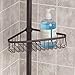 iDesign York Metal Wire Tension Rod Corner Shower Caddy, Adjustable 5'-9' Pole and Baskets for Shampoo, Conditioner, Soap with Hooks for Razors, Towels, Bronze