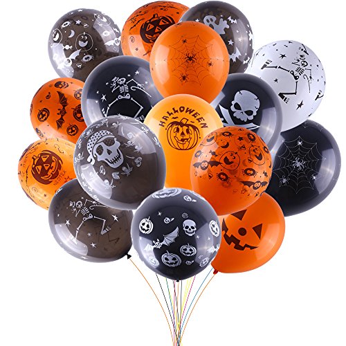 DECORA 100 Pieces 12 Inches Halloween Party Balloons in 19 Types for Halloween Party Decorative