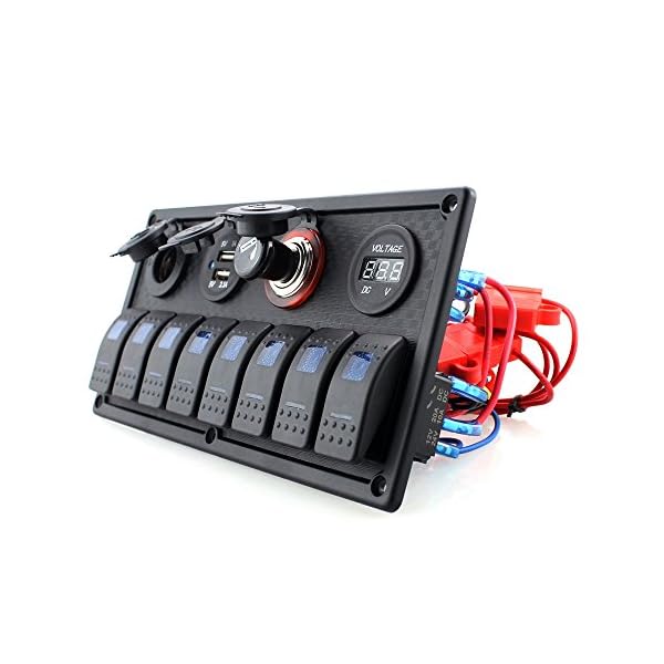 IztossDigital-Voltmeter12V-power-Socket-Double-USB-Power-Charger-Adapter-ABS-Flush-Mount-blue-8-gang-rocker-switch-Panel-for-RV-Car-Boat