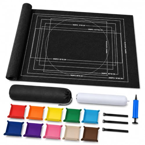 Porta Puzzle, Porta Quebra Cabeça 1000 1500 2000 Peças, Tapete Quebra Cabeça Enrolável, com 10 Separador de Peças Quebra Cabeça e Bolsa de Armazenamento Portátil (Preto)