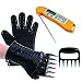 Ciko 3 Barbecue Tool Sets Grilling Bbq Thermometers Digital Extreme Heat Resistant Silicone BBQ /Cooking Gloves Meat Shredder Claws for Barbecue Grilling Baking Cooking