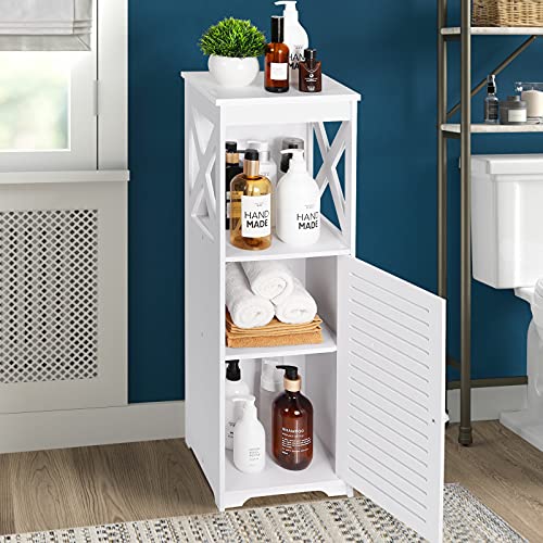 OUDIE Bathroom Cabinets,White Bathroom Storage Shelf Organizer Cupboard with Daily use Layer and 1 Cupboard Door (x'x)