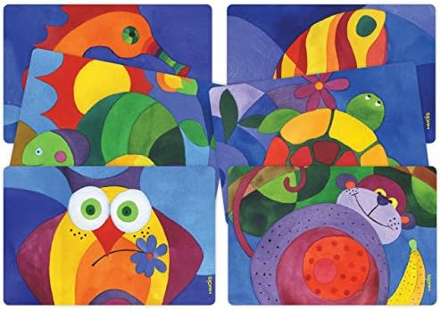 Placemats for Kids - Watercolor Fun Animals - Set of 6