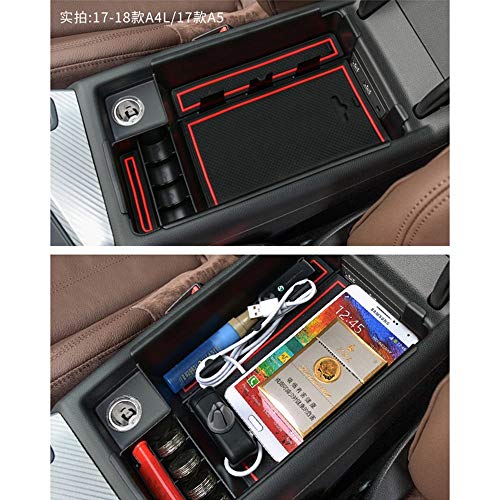 Dreamseek Armrest Storage Box for Audi A4 A5 2017 2018 Car Central Console Glove Tray