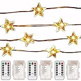 3 PACK,Outdoor Battery Operated String Lights,Star Shaped 8 Model Remote Dimmable Timer Waterproof 40 Leds,14Ft Rope Twinkling Fairy Lights for Bedroom,Garden Wedding Party Decoration by ADAINA