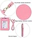 Beurlike Bifold ID Badge Holder Case Leather Credit Card Wallet Neck Lanyard (Pink)