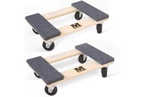 MaxWorks 1320 lbs. Capacity 18 in. x 12 in. Hardwood Furniture Moving, KD Version Two Pack Dolly, Wood