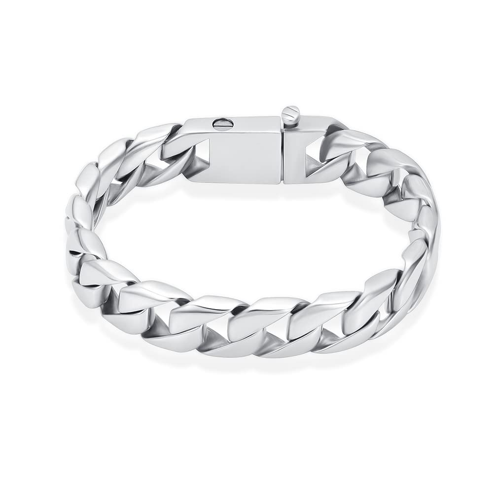Cremation Urn Bracelet for Human Ashes for Men - Silver Cuban Link Bracelet Cremation Jewelry for Ashes Urn Keepsake Memorial Ash Holder Bracelet