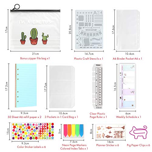 2 Pack A6 Refill Lined Paper Set, 50 Sheet/Pack, 5Color A6 Loose Leaf