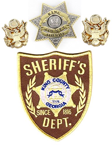OEMWalking Dead Uniform Sheriff Badge + Collars Eagle Insignia Pin + Shoulder Patch
