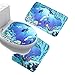 Jillban Flannel Seaworld Bathroom Mat Set 3 Piece Contour Rug Lid Toilet Cover