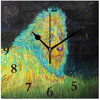 SHNUFHBD Silent Wall Clock Psychedelic Lion Home/Office/Kitchen/Bedroom/Living Room 7.877.87Inch